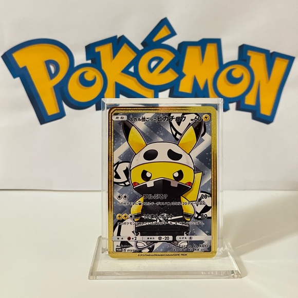 Pokemon Pretend Team Skull Pikachu 013/SM-P  Japanese Fan Art Metal Gold Card - Picture 1 of 3
